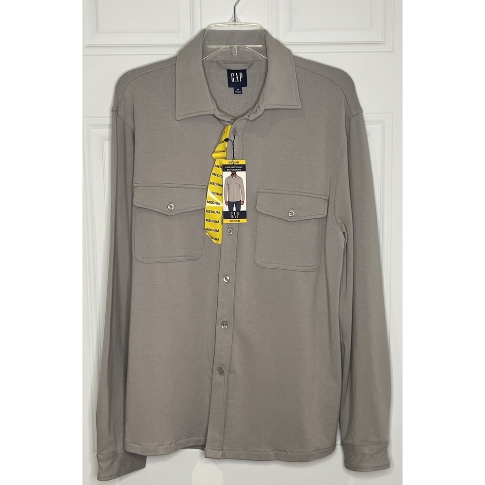 Gap Men's Medium Gray Long Sleeve Comfortable Soft Knit Button Down NWT